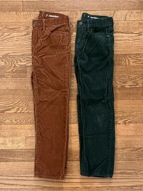 Lot of 2 Gap Kids Corduroys Boys Size 7 Dark Green and Brown EUC